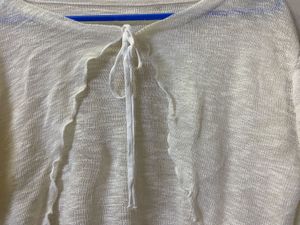 Sheer Cropped Tie-Front Top