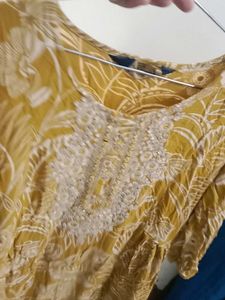 Stylish Mustard Yellow Floral Anarkali Dress