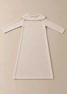 CREAM COLLARED LONG-SLEEVE MIDI DRESS