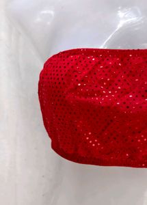 Sparkly Red Bandeau Blouse