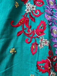 Embroidered Teal Kurta