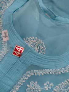 Sky Blue Hand-Embroidered Chikankari Kurta
