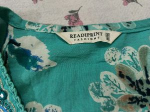 Beautiful Teal Floral Kurta Set with Dupatta
