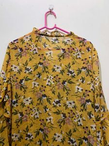 Yellow Floral Ruffle Blouse 34-36