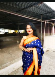 Elegant Blue Polka Dot Saree