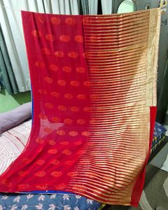 Red &amp; Blue Partywear Saree