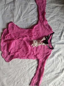 Cute Pink Tunic with Black & White Detail