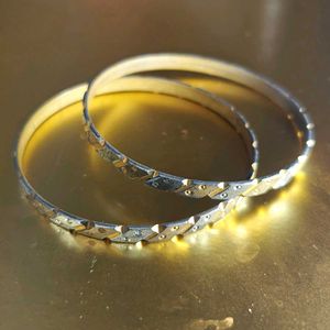 Elegant Golden Silver  Bangles - Set of 2
