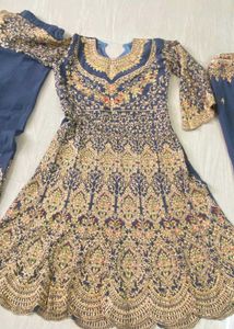 Elegant Grey Embroidered plazo suit
