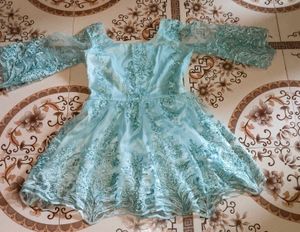 Elegant Aqua Embroidered Pakistani Dress