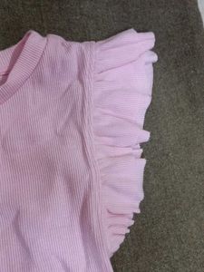 Cute Pink Ruffle Sleeve Top