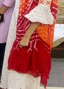 Beautiful Anarkali Kurti With Bandhani Dupatta