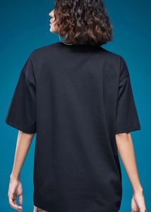 Women Black Graphic Typography Drop-Shoulder
