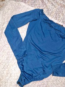 Elegant Blue Long Sleeve Bodysuit
