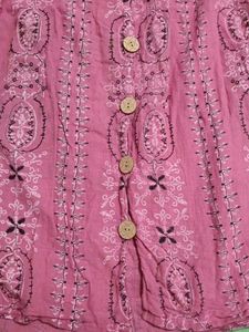 Pink Button-Front Midi Dress