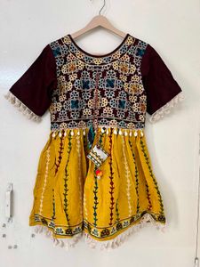 Embroidered A-line thread work organic cotton kurt