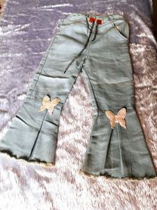 Girls Light Blue Butterfly Flared Jeans | 2 to 4 Y
