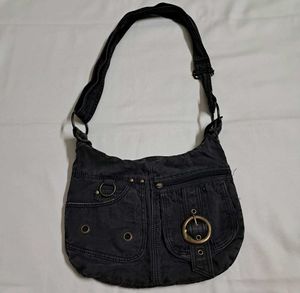 Y2k Vintage 2000s Grunge Buckle Grey Hobo Bag