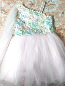 Adorable Flower Embellished Party Dress