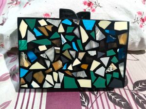 Wooden Mosaic Clutch Bag