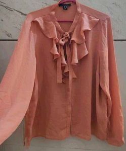Atmosphere Peach nude ruffle shirt