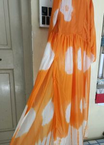 Vibrant Orange Tie-Dye Kurta