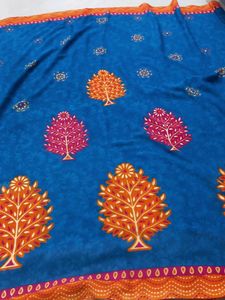 Vibrant Saree with Tree Motifs