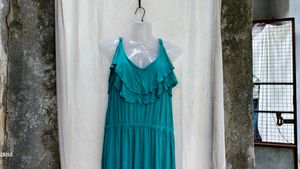 I. Teal Ruffle Maxi Dress