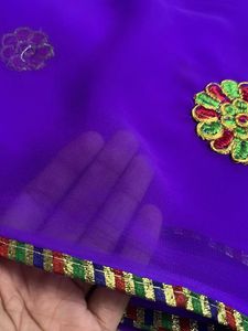 Vibrant Purple Saree with Embellishments