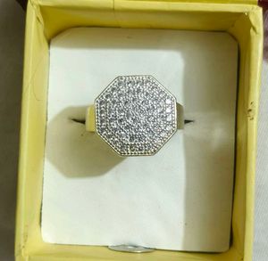 Sparkling Octagonal Ring with Crystals pure silver