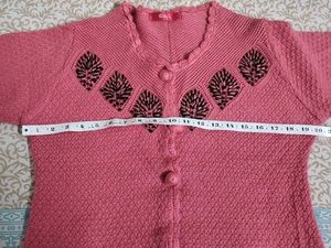 Pink Embroidered Cardigan