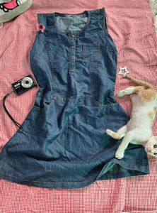 Blue Denim Sleeveless Dress