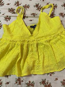 Vibrant Yellow Broderie Anglaise Top