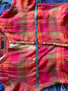 Pink Checked Fit And Flare Dress