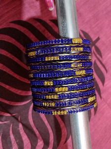 Blue &amp; Gold Beaded Bangles, 19 Bangles