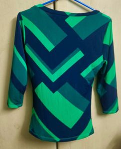 Green Geometric Print Top