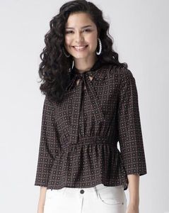 FABALLEY Bow Peplum Top
