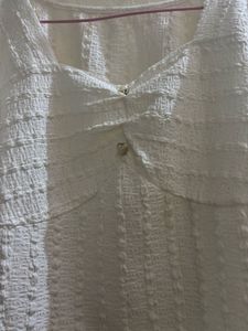 Chic Textured White Square Neck Top