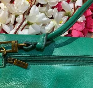 Fossil green leather sling