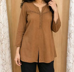 Stylish Tan Suede Kurta