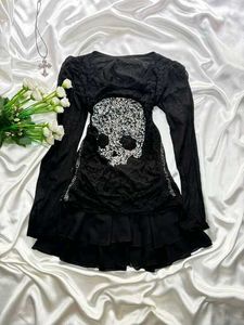 Emo/ Gothic Skull Embellished Black top