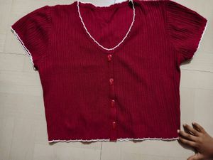 Ribbed Button-Up Cropped Top