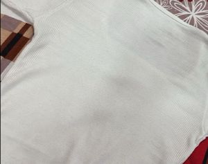 White Cropped Square Neck Top
