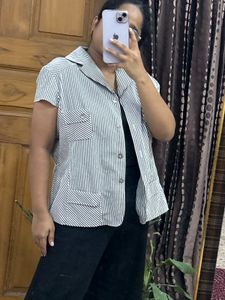Chic Striped Short Sleeve Top