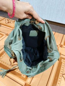 Green Studded Leather Shoulder Bag