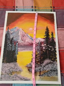 Vibrant Sunset Mountain Landscape Painting