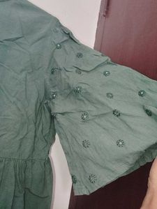 Green Embellished Kurta