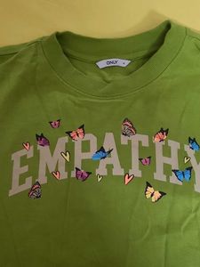 Cropped Green T-Shirt with Butterfly "EMPATHY" Pri