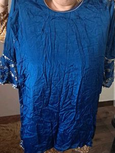 Blue Sequined Set with Bell Sleeves