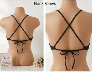 Stylish Black Ruffled Halter Bikini / Bralette Top